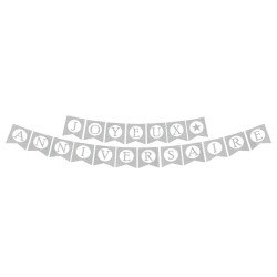 Guirlande fanions "Joyeux Anniversaire" Argent, 5m