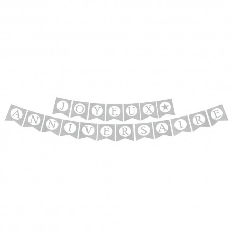 Guirlande fanions "Joyeux Anniversaire" Argent, 5m