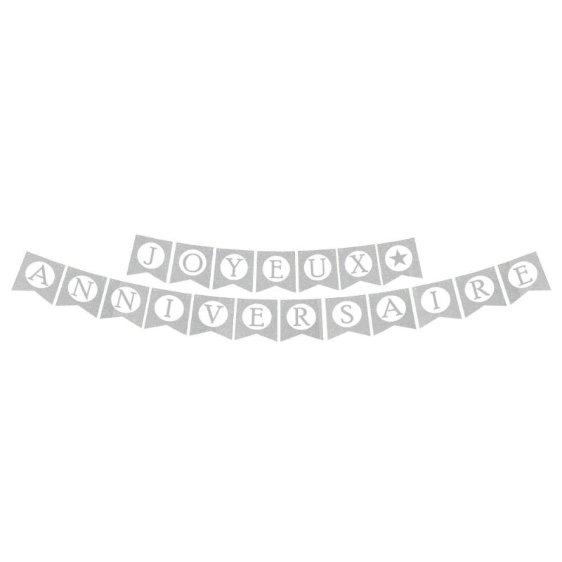 Silberne Wimpelkette "Happy Birthday", 5m