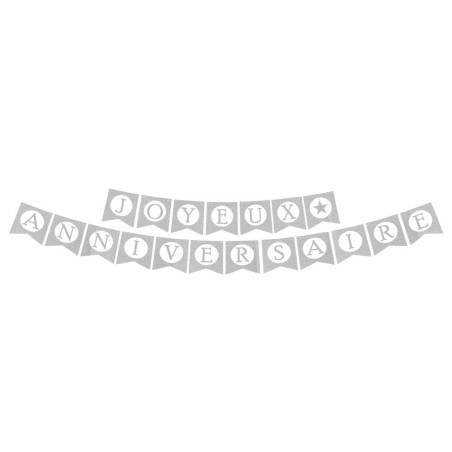 Guirlande fanions "Joyeux Anniversaire" Argent, 5m