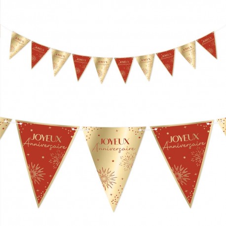 Guirlande fanions "Joyeux anniversaire", 3m