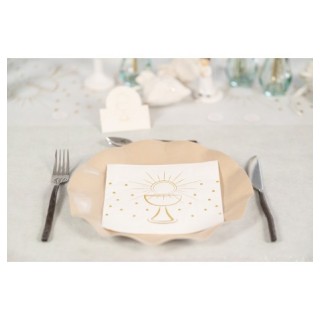 20 3-lagige Kommunionservietten Metall Gold 33cm x 33cm