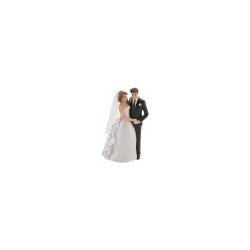 COPPIA DI SPOSI IN RESINA CHE SI TENGONO PER MANO 9 CM X 5,3 CM X 14,2 CM