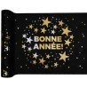 Tischläufer „Happy New Year“, 28 cm x 5 m, Schwarz/Gold