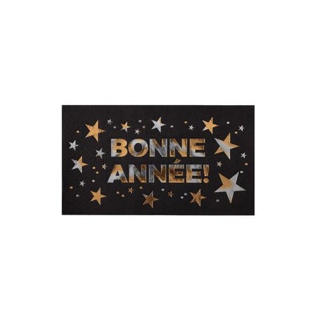10 Servietten Bonne Année, 40cmx33cm Noir/or