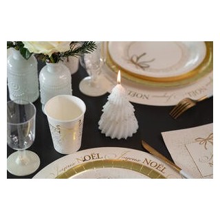 Candela elegante in abete bianco/oro