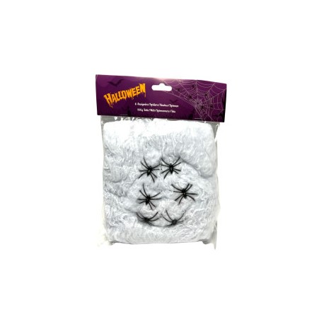 Weißes Spinnennetz inkl. 6 Spinnen 100g