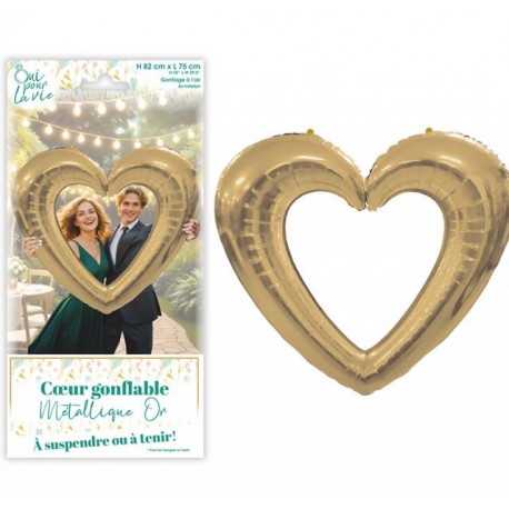 Cuore gonfiabile metallico oro per matrimonio