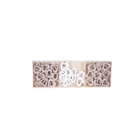 Streuer Herz Set/48 3cm natur/weiss Holz