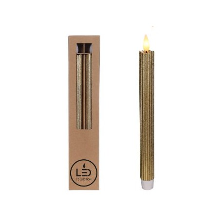 Set di 2 candele LED alla paraffina color oro 2,1 x 25 cm