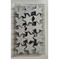 Set di 60 stelle 3,9 cm, legno argentato