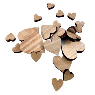 Beutel mit 24 Holzherzen (3 Größen)