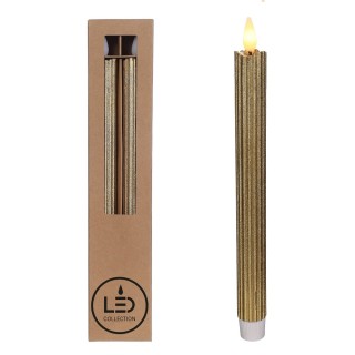 2er Set LED Gold Paraffinkerzen 2,1 x 25 cm