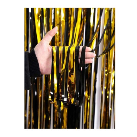 Metallic-Fransenvorhang, zweifarbig Schwarz/Gold