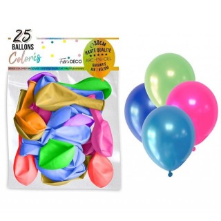 Beutel mit 25 mehrfarbigen, verchromten Luftballons, 30 cm