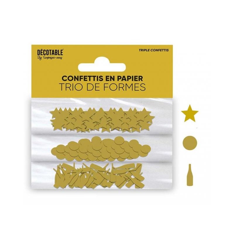 Trio de confettis en papier, Or