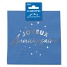 24 Servietten, „Happy Birthday“, 3-lagig, 33 x 33 cm, Blau/Silber