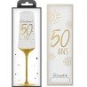 1 flûte da champagne con indicazione dell'annata e confezione regalo