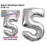 Pallone gigante metallico argento con il numero 5
