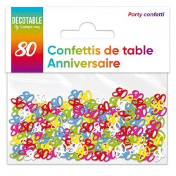 Confettis de table multicolore en papier 80 ans