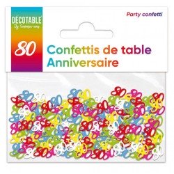 Confettis de table multicolore en papier 80 ans