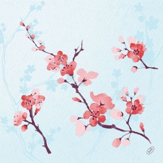 50 klassische Vlies-Servietten, 40 x 40 cm, Cherry Breeze Blue