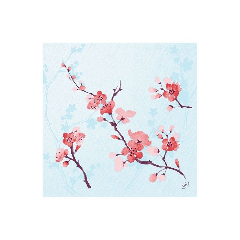 50 tovaglioli in cotone classico, 40x40 cm, Cherry Breeze Blue