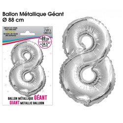 Pallone gigante in metallo argento a forma di numero 8