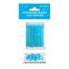 10 Glitzerkerzen mit Halter, blau