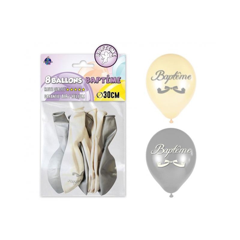 8 palloncini, battesimo, ø 30 cm