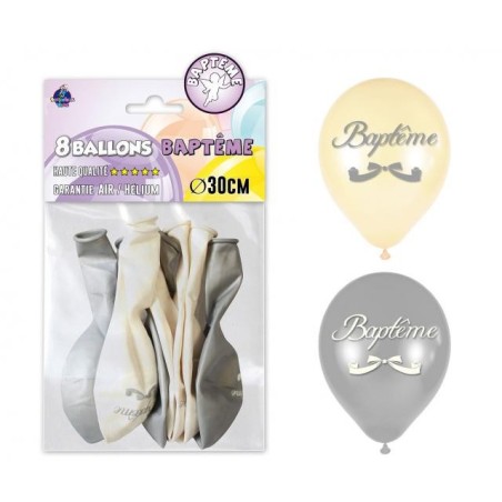8 palloncini, battesimo, ø 30 cm