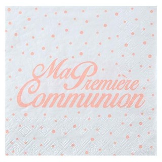 Serviettes " Ma première Communion, 16,5 x 16,5 cm, 3plis,Corail