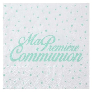 20 Serviettes " Ma première Communion, 16,5 x 16,5 cm, 3plis, mint