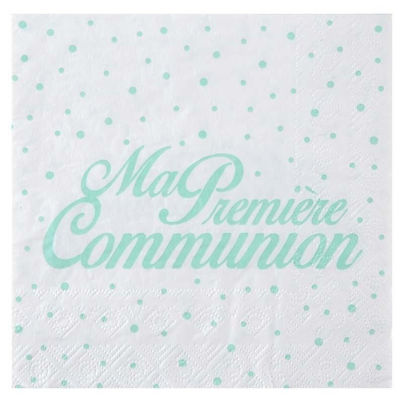 20 Serviettes " Ma première Communion, 16,5 x 16,5 cm, 3plis, mint