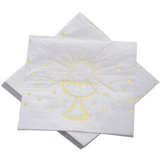 20 Serviettes Communion Or métallisé 33x33 cm | PartyTime Shop