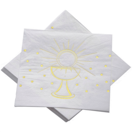 20 Serviettes Communion Or métallisé 33x33 cm | PartyTime Shop