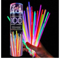 Tubo da 100 bracciali fluorescenti 5 mm x 200 mm assortiti 20x5 colori