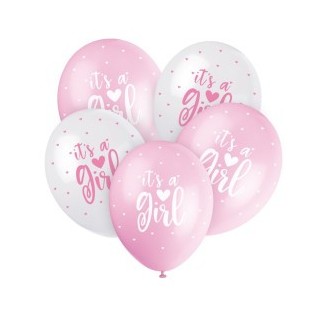 5 Ballons nacrés 30 cm assortis - It's a Girl