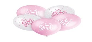 5 bunte Perlglanzballons, 30 cm – It's a Girl