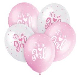 5 bunte Perlglanzballons, 30 cm – It's a Girl