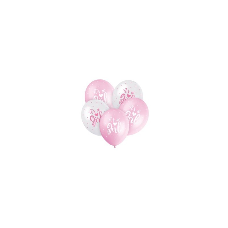 5 bunte Perlglanzballons, 30 cm – It's a Girl