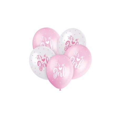 5 bunte Perlglanzballons, 30 cm – It's a Girl