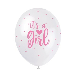 5 bunte Perlglanzballons, 30 cm – It's a Girl