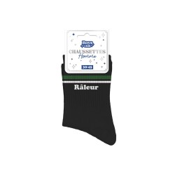 Faîtes un cadeau humoristique original à un ami en lui offrant notre paire de chaussettes "RÂLEUR".