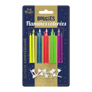 Bougies à flamme colorée – Lot de 10 pour anniversaire - Partytime Shop