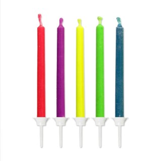 Bougies à flamme colorée – Lot de 10 pour anniversaire - Partytime Shop