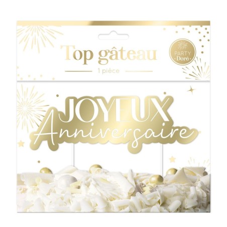 Goldfarbener „Happy Birthday“-Kuchendekor – Cake Topper – Partytime Shop