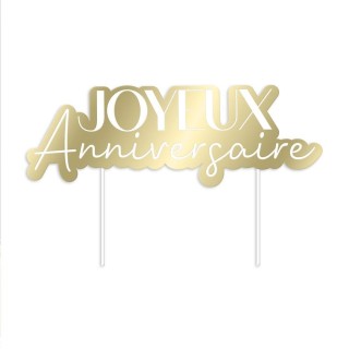 Goldfarbener „Happy Birthday“-Kuchendekor – Cake Topper – Partytime Shop