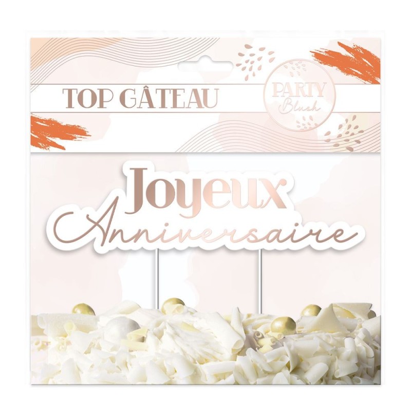 Top gâteau Joyeux Anniversaire rose gold – Cake topper - Partytiem Shop
