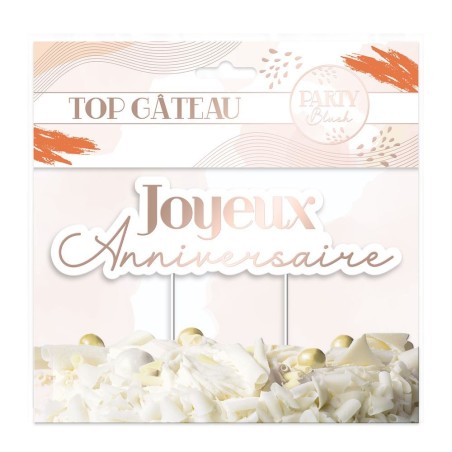 Top gâteau Joyeux Anniversaire rose gold – Cake topper - Partytiem Shop